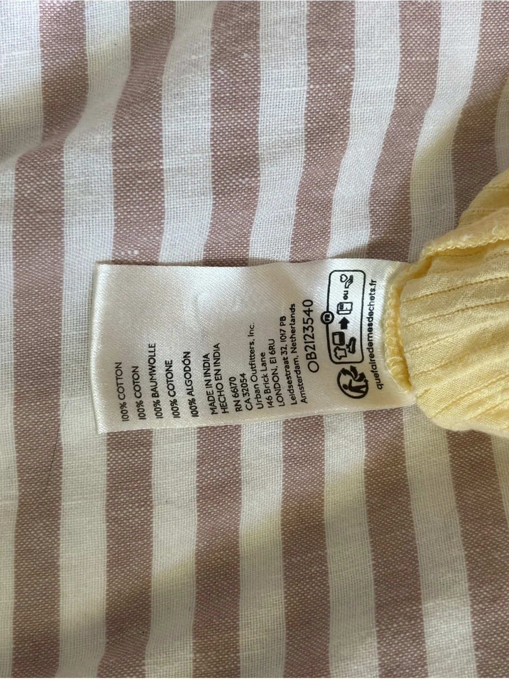 Free People Light Yellow Button-Front Puff Sleeve Peasant Top